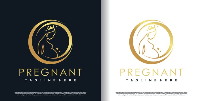Pregnant logo design with creative concept premium vector