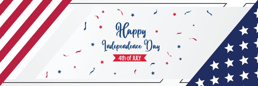 happy american independence day background, with flag decoration. vector design for banner, greeting card, brochure, web, social media.