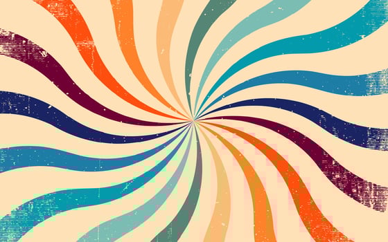 retro wavy sunburst background with grunge texture vector