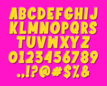 modern retro pop art alphabet vector