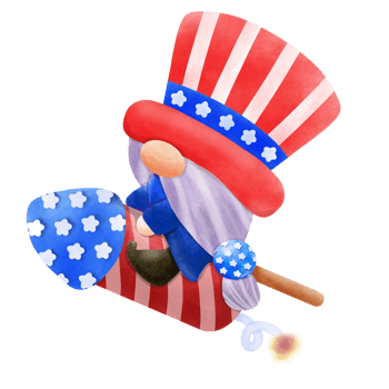 Happy 4th of July Gnome and firework Illustration element png