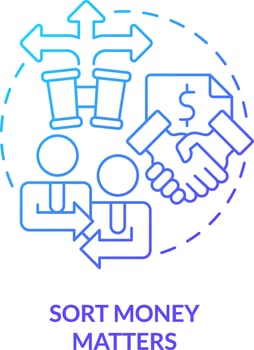 Sort money matters blue gradient concept icon. Order in financial operations. Investing preparation abstract idea thin line illustration. Isolated outline drawing vector