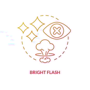Bright flash red gradient concept icon. Cause of temporary blindness. Nuclear explosion danger abstract idea thin line illustration. Isolated outline drawing vector