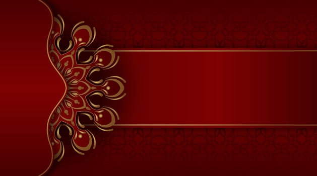 red luxury background, with gold mandala ornament vector
