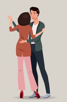 Dance girl with a guy. Vector. vector