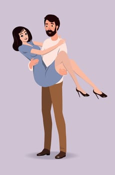 The guy holds the girl in his arms. Vector. vector