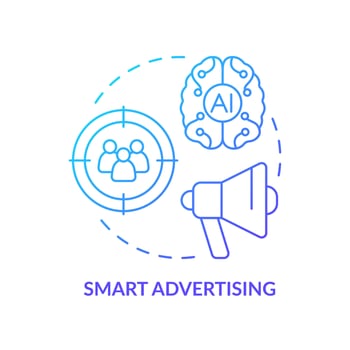 Smart advertising blue gradient concept icon. Artificial intelligence. Digital marketing. Online promotion abstract idea thin line illustration. Isolated outline drawing vector