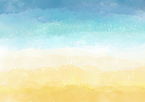 Hand painted beach themed watercolour background vector