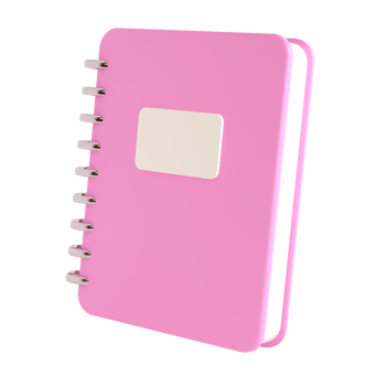 3d pink cute empty office notepad for school stationery isolated transparent png. Simple render illustration. Design element for posters, banners, calendar and greeting card png