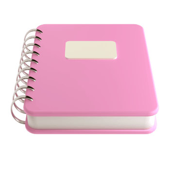 3d pink cute empty office notepad for school stationery isolated transparent png. Simple render illustration. Design element for posters, banners, calendar and greeting card png