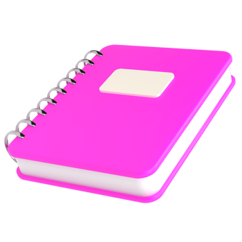 3d pink cute empty office notepad for school stationery isolated transparent png. Simple render illustration. Design element for posters, banners, calendar and greeting card png