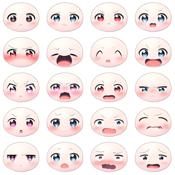 set of emotion funny face png