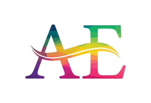 Low Poly and Initial AE Letter logo design, Vector design concept