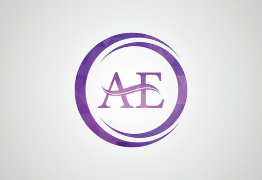 Low Poly and Initial AE Letter logo design, Vector design concept