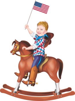 Rocking Horse Ride with American Flag PNG Illustration