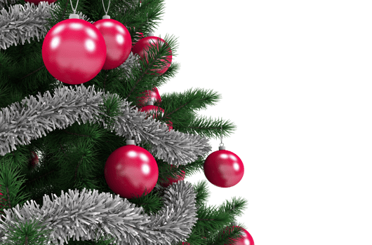Christmas Tree PNG Transparent with Red Ornaments
