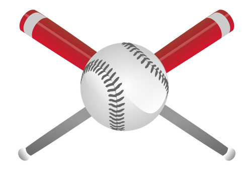 Crossed Baseball Bats and Ball PNG