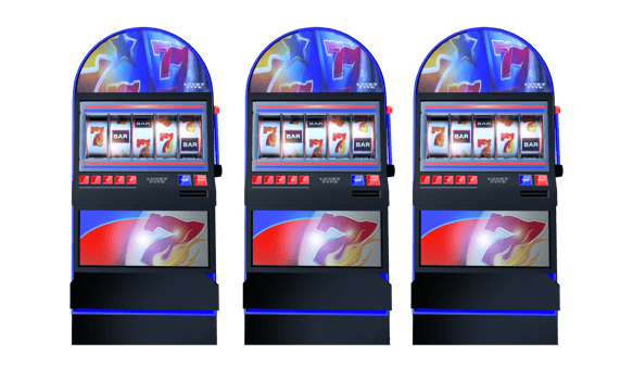 Row of Classic Slot Machines PNG Object
