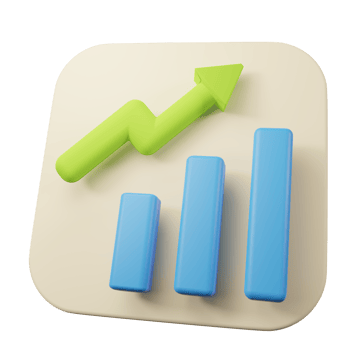 3d rendering of up and down trends on graph of crypto currency, stock, forex etc. png