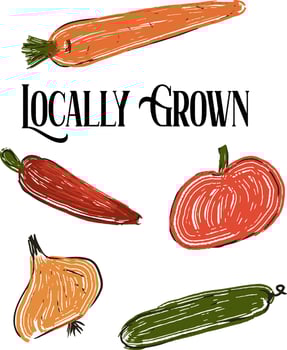 Locally Grown Farmer's Market Themed Baby Shower Background Template for invitation, thank you card, games and all you need to decor party, nersery room vector