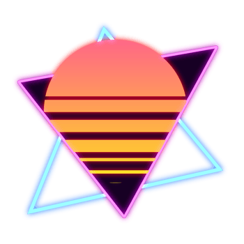 Abstract Elements Sun Neon Retrowave Style 80s-90s png