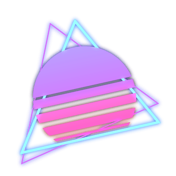 Abstract Elements Sun Neon Retrowave Style 80s-90s png