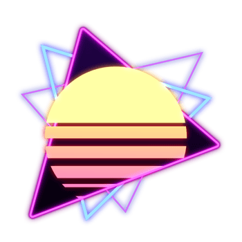 Abstract Elements Sun Neon Retrowave Style 80s-90s png
