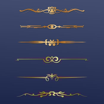 collection of gold vintage borders various shapes vector