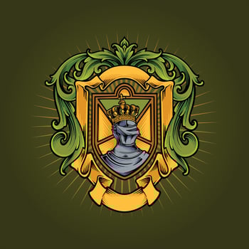 Ornate armor badge of victorian royalty badge vector illustrations for your work logo, merchandise t-shirt, stickers and label designs, poster, greeting cards advertising business company