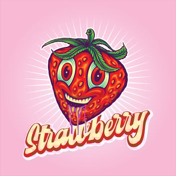 Drooling strawberry field weed strain genetics illustration vector illustrations for your work logo, merchandise t-shirt, stickers and label designs, poster, greeting cards advertising business