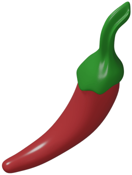 3D illustration render vegetable red pepper on transparent background png