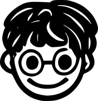 black cute boy cartoon vector