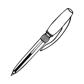 Hand drawn doodle ballpoint pen. Writing stationery clipart. Isolated on white background. vector