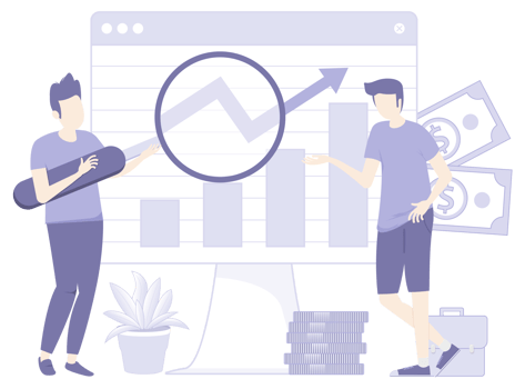 People analyzing financial data  flat design, earnings increase png