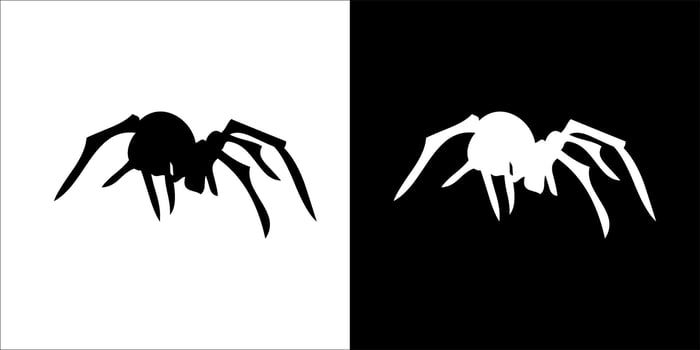 illustration, vector graphic of spider icon, in black and white, with transparent background