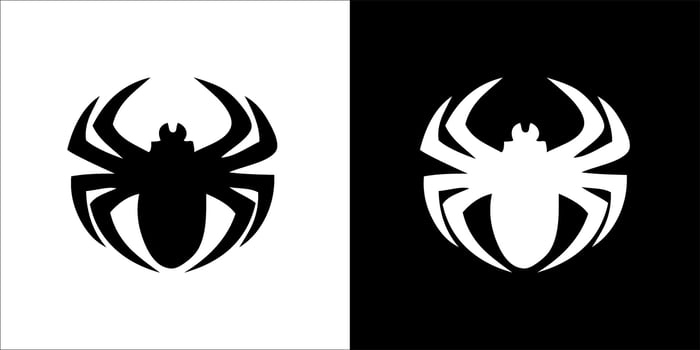illustration, vector graphic of spider icon, in black and white, with transparent background