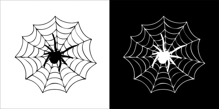 illustration, vector graphic of spider icon, in black and white, with transparent background