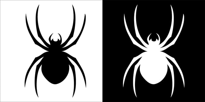 illustration, vector graphic of spider icon, in black and white, with transparent background