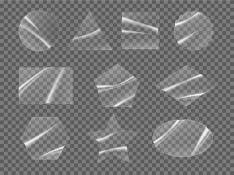 Transparent stickers or patches of plastic or pvc vector
