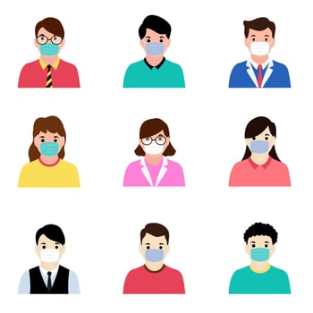 People wearing protective Medical mask for prevent virus Covid-19. vector illustration