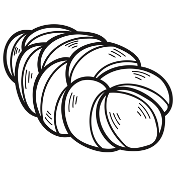 isolate black and white bakery challah bread png