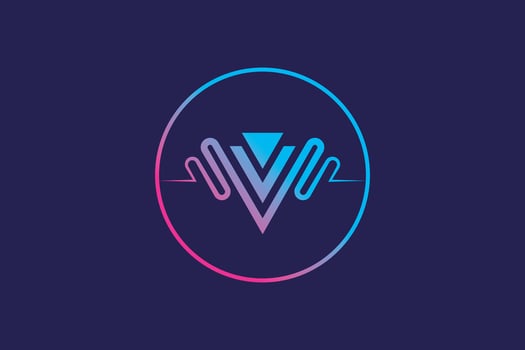 Colorful letter V V microphone wave logo design vector template