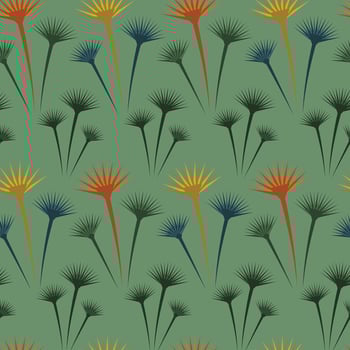 Ancient Egyptian themed vector seamless pattern with papyrus plants