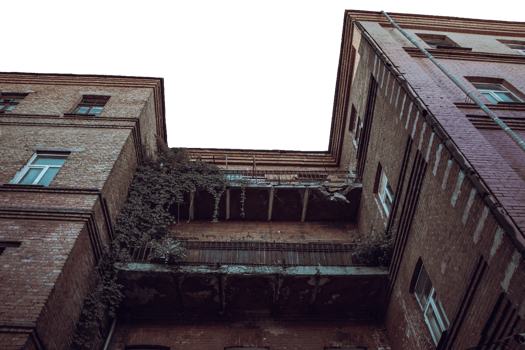 Old damaged architecture in Kharkiv in spring. Cityscape photo in Ukraine. png
