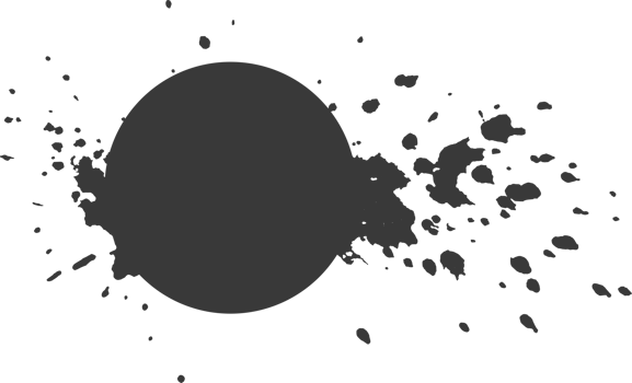 Round spot with splashes, an explosion of paint, drops, splashes coming from circle. Design element. Watercolor, isolated, white background. png