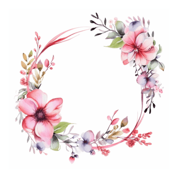 spring floral round frame watercolor png