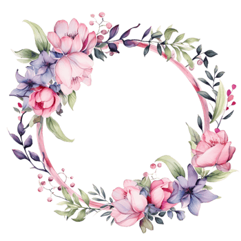 spring floral round frame watercolor png