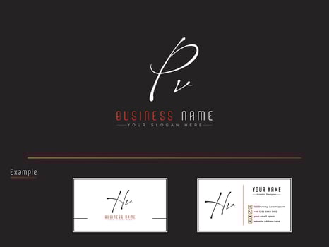 Wedding Pv Signature Logo, Initial Luxury Feminine PV Logo Icon Design vector
