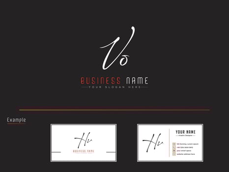Luxury Vo Logo Letter Vector, Signature Letter Vo Logo and business card vector