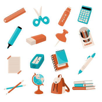 Set of school supplies png